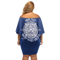 Queen Salote College 100 Years Anniversary Personalized Off Shoulder Short Dress Tonga QSC Royal Blue - Polynesian Pride