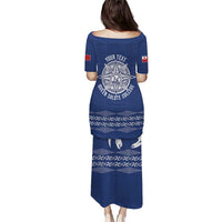 Queen Salote College 100 Years Anniversary Personalized Puletasi Tonga QSC Royal Blue LT7 - Polynesian Pride