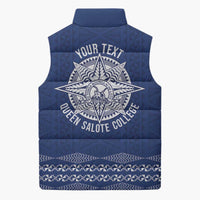 Queen Salote College 100 Years Anniversary Personalized Sleeveless Puffer Jacket Tonga QSC Royal Blue - Polynesian Pride