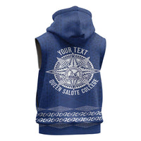 Queen Salote College 100 Years Anniversary Personalized Sleeveless Zip Hoodie Tonga QSC Royal Blue - Polynesian Pride