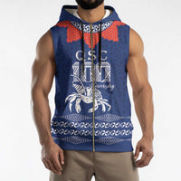 Queen Salote College 100 Years Anniversary Personalized Sleeveless Zip Hoodie Tonga QSC Royal Blue - Polynesian Pride