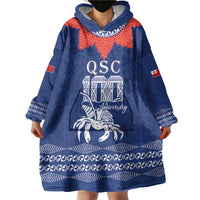 Queen Salote College 100 Years Anniversary Personalized Wearable Blanket Hoodie Tonga QSC Royal Blue - Polynesian Pride