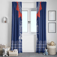 Queen Salote College 100 Years Anniversary Window Curtain Tonga QSC Royal Blue - Polynesian Pride