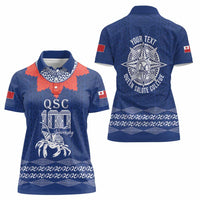 Queen Salote College 100 Years Anniversary Personalized Women Polo Shirt Tonga QSC Royal Blue - Polynesian Pride