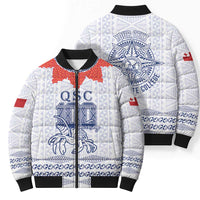 Queen Salote College 100 Years Anniversary Personalized Bomber Puffer Jacket Tonga QSC White - Polynesian Pride