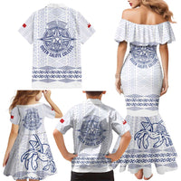 Queen Salote College 100 Years Anniversary Personalized Family Matching Mermaid Dress and Hawaiian Shirt Tonga QSC White LT7 - Polynesian Pride