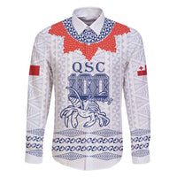 Queen Salote College 100 Years Anniversary Personalized Family Matching Mermaid Dress and Hawaiian Shirt Tonga QSC White LT7 Dad's Shirt - Long Sleeve White - Polynesian Pride