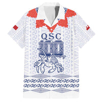 Queen Salote College 100 Years Anniversary Personalized Family Matching Off Shoulder Maxi Dress and Hawaiian Shirt Tonga QSC White LT7 Dad's Shirt - Short Sleeve White - Polynesian Pride