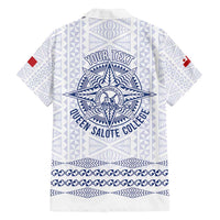 Queen Salote College 100 Years Anniversary Personalized Family Matching Puletasi and Hawaiian Shirt Tonga QSC White - Polynesian Pride