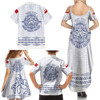 Queen Salote College 100 Years Anniversary Personalized Family Matching Summer Maxi Dress and Hawaiian Shirt Tonga QSC White - Polynesian Pride