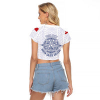 Queen Salote College 100 Years Anniversary Personalized Raglan Cropped T Shirt Tonga QSC White - Polynesian Pride