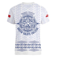 Queen Salote College 100 Years Anniversary Personalized Women V-Neck T-Shirt Tonga QSC White - Polynesian Pride