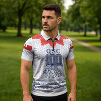 Queen Salote College 100 Years Anniversary Personalized Zipper Polo Shirt Tonga QSC White - Polynesian Pride