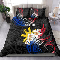 Personalised Philippines Tribal Bedding Set Mix Plumeria - Flag Colors LT7 - Polynesian Pride