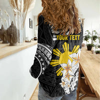 Personalised Philippines Tribal Women Casual Shirt Mix Plumeria LT7 - Polynesian Pride