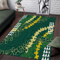 Hawaii Aloha Kakau Area Rug Green Puakenikeni and Maile Lei Twist