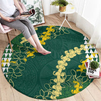 Hawaii Aloha Kakau Round Carpet Green Puakenikeni and Maile Lei Twist LT7 - Polynesian Pride