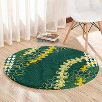 Hawaii Aloha Kakau Round Carpet Green Puakenikeni and Maile Lei Twist LT7 - Polynesian Pride