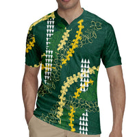 Hawaii Aloha Kakau Rugby Jersey Green Puakenikeni and Maile Lei Twist