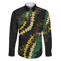 Hawaii Puakenikeni - Maile Lei Family Matching Tank Maxi Dress and Hawaiian Shirt Obsidian Black