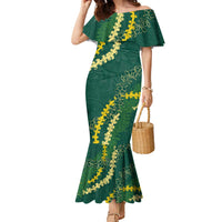 Hawaii Puakenikeni - Maile Lei Family Matching Mermaid Dress and Hawaiian Shirt Sage Green