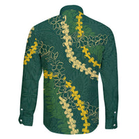 Hawaii Puakenikeni - Maile Lei Family Matching Off Shoulder Short Dress and Hawaiian Shirt Sage Green