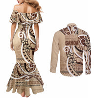 Samoa Siapo Classic Motif Couples Matching Mermaid Dress and Long Sleeve Button Shirt Manuia le tutoatasi o Samoa Independence LT7 - Polynesian Pride