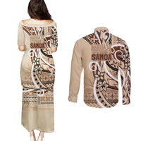 Samoa Siapo Classic Motif Couples Matching Puletasi and Long Sleeve Button Shirt Manuia le tutoatasi o Samoa Independence LT7 - Polynesian Pride