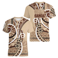 Samoa Siapo Classic Motif Women V-Neck T-Shirt Manuia le tuto’atasi o Samoa Independence