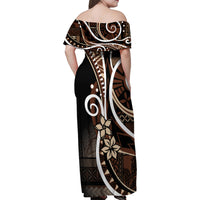 Samoa Siapo Classic Motif Family Matching Off Shoulder Maxi Dress and Hawaiian Shirt Manuia le tuto’atasi o Samoa Independence Black Style