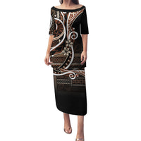 Samoa Siapo Classic Motif Puletasi Manuia le tutoatasi o Samoa Independence Black Style LT7 Long Dress Black - Polynesian Pride