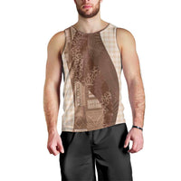 Polynesian Tribal Pattern Patchwork Picturesque Men Tank Top Mocha
