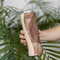Polynesian Tribal Pattern Patchwork Picturesque Skinny Tumbler Mocha