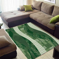 Polynesian Tribal Pattern Patchwork Picturesque Area Rug Sage Green