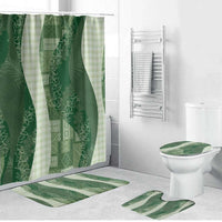 Polynesian Tribal Pattern Patchwork Picturesque Bathroom Set Sage Green