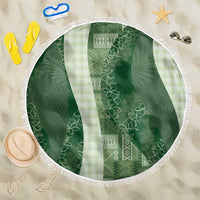 Polynesian Tribal Pattern Patchwork Picturesque Beach Blanket Sage Green
