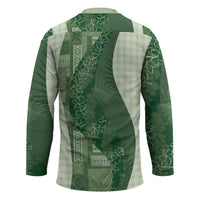 Polynesian Tribal Pattern Patchwork Picturesque Hockey Jersey Sage Green