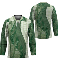 Polynesian Tribal Pattern Patchwork Picturesque Hockey Jersey Sage Green