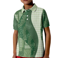 Polynesian Tribal Pattern Patchwork Picturesque Kid Polo Shirt Sage Green