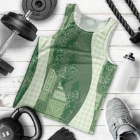 Polynesian Tribal Pattern Patchwork Picturesque Men Tank Top Sage Green