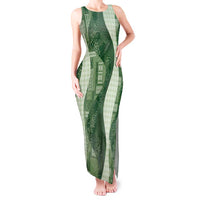 Polynesian Tribal Pattern Patchwork Picturesque Tank Maxi Dress Sage Green