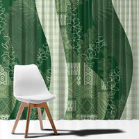 Polynesian Tribal Pattern Patchwork Picturesque Window Curtain Sage Green