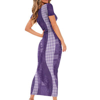 Polynesian Tribal Pattern Patchwork Picturesque Family Matching Short Sleeve Bodycon Dress and Hawaiian Shirt Deep Violet LT7 - Polynesian Pride