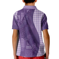 Polynesian Tribal Pattern Patchwork Picturesque Kid Polo Shirt Deep Violet