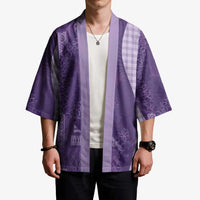 Polynesian Tribal Pattern Patchwork Picturesque Kimono Deep Violet