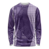 Polynesian Tribal Pattern Patchwork Picturesque Long Sleeve Shirt Deep Violet