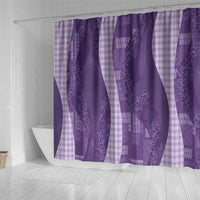 Polynesian Tribal Pattern Patchwork Picturesque Shower Curtain Deep Violet