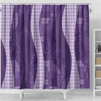 Polynesian Tribal Pattern Patchwork Picturesque Shower Curtain Deep Violet