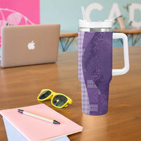 Polynesian Tribal Pattern Patchwork Picturesque Tumbler With Handle Deep Violet