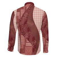 Polynesian Tribal Pattern Patchwork Picturesque Family Matching Mermaid Dress and Hawaiian Shirt Crimson LT7 - Polynesian Pride